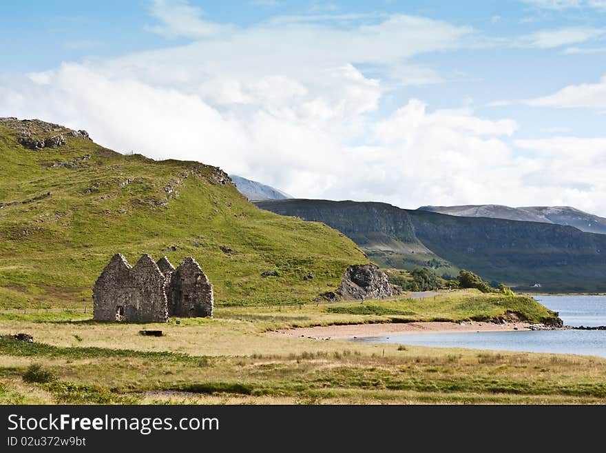 View of an old house in Scotland, close to Isle of Skye