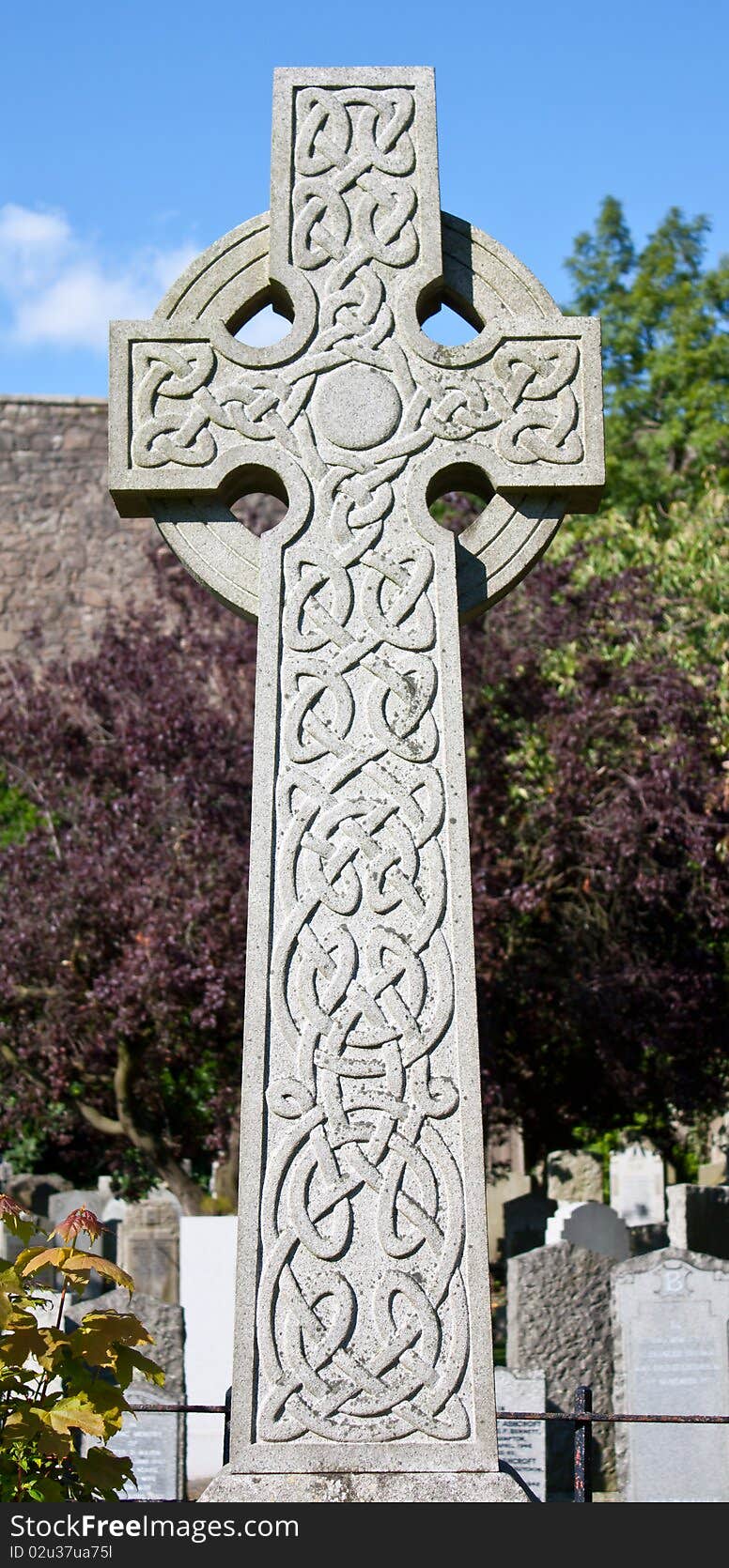 Detail of a celtic crucifix in a Scottish cementary