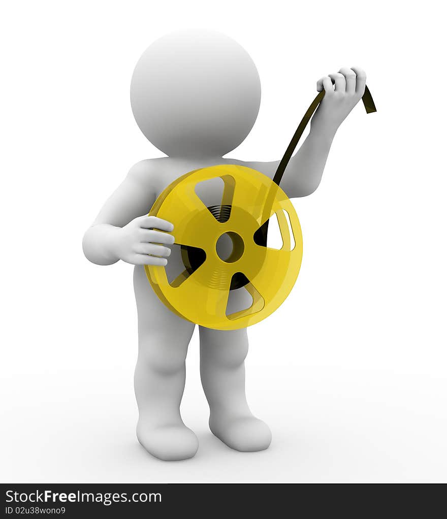 Character holding a film reel. Character holding a film reel