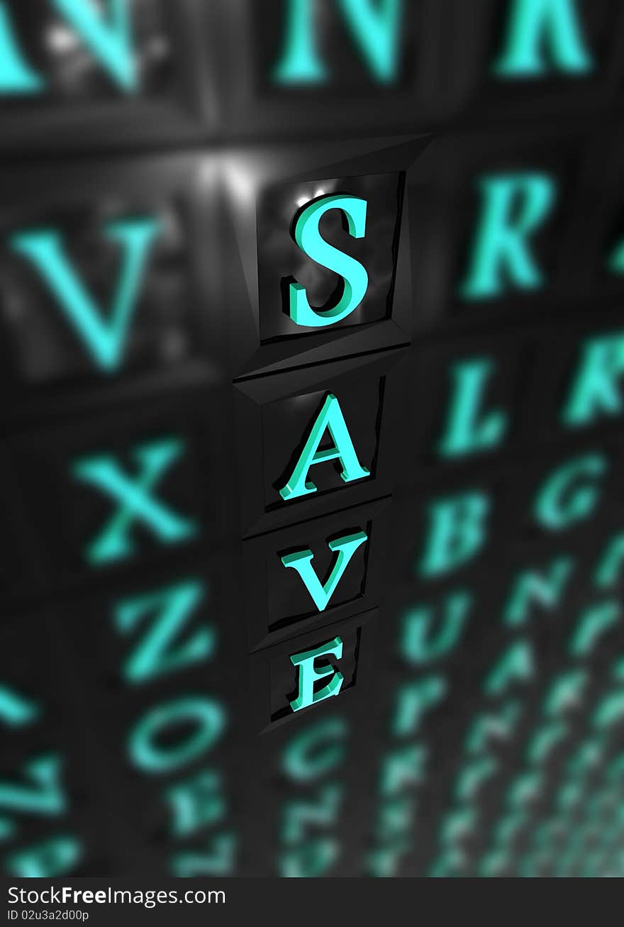 Save word on blue 3d word