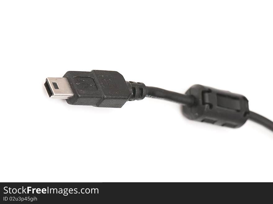 Tech cable with plug isolated on a white background. photography studio. Tech cable with plug isolated on a white background. photography studio