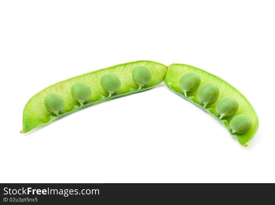 Fresh green peas isolated on a white background. studio photo