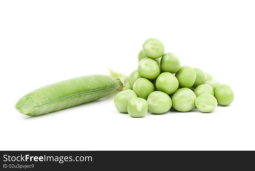 Fresh green peas isolated on a white background. studio photo