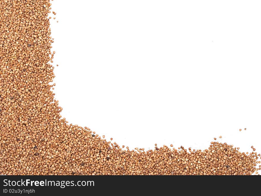 Buckwheat on a white background.Frame