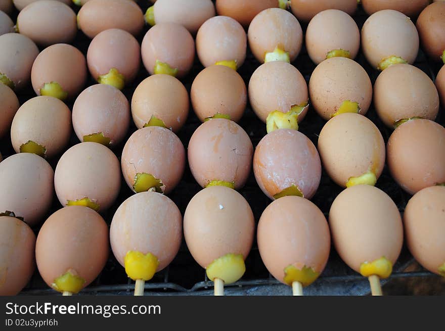 A traditional Northeast of Thailand grill eggs