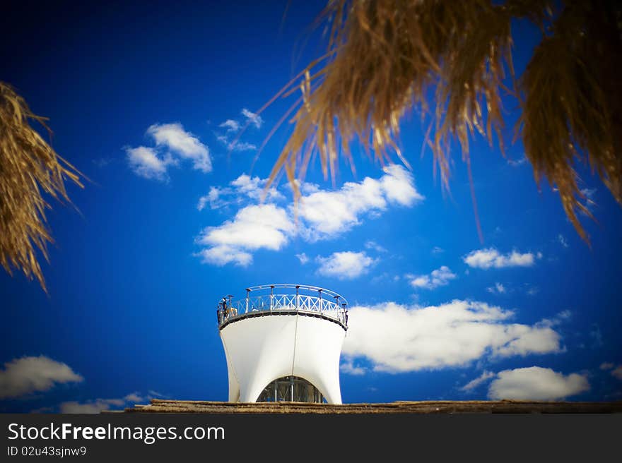 Tower of kazantip  on blue sky