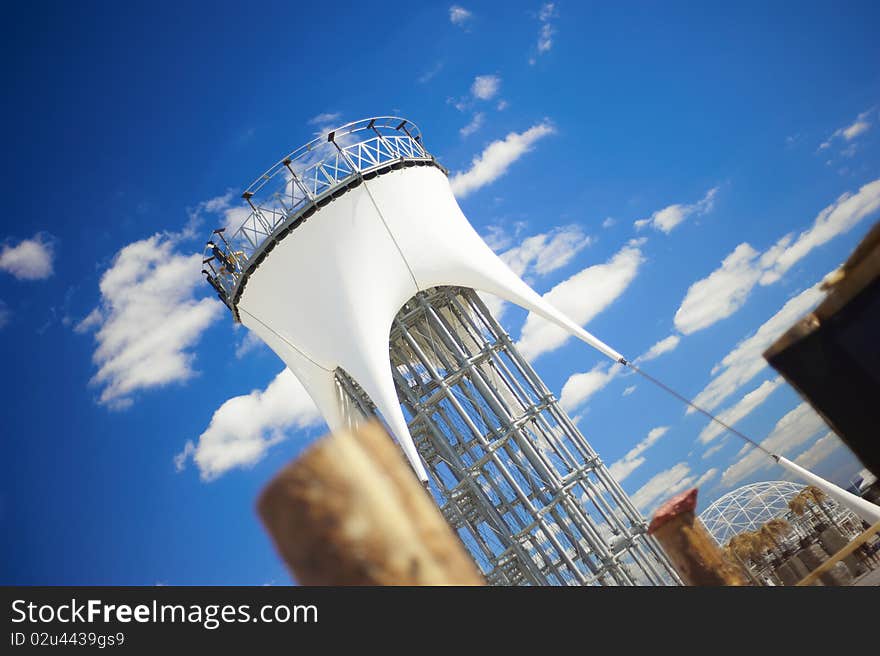 Tower of kazantip  on blue sky