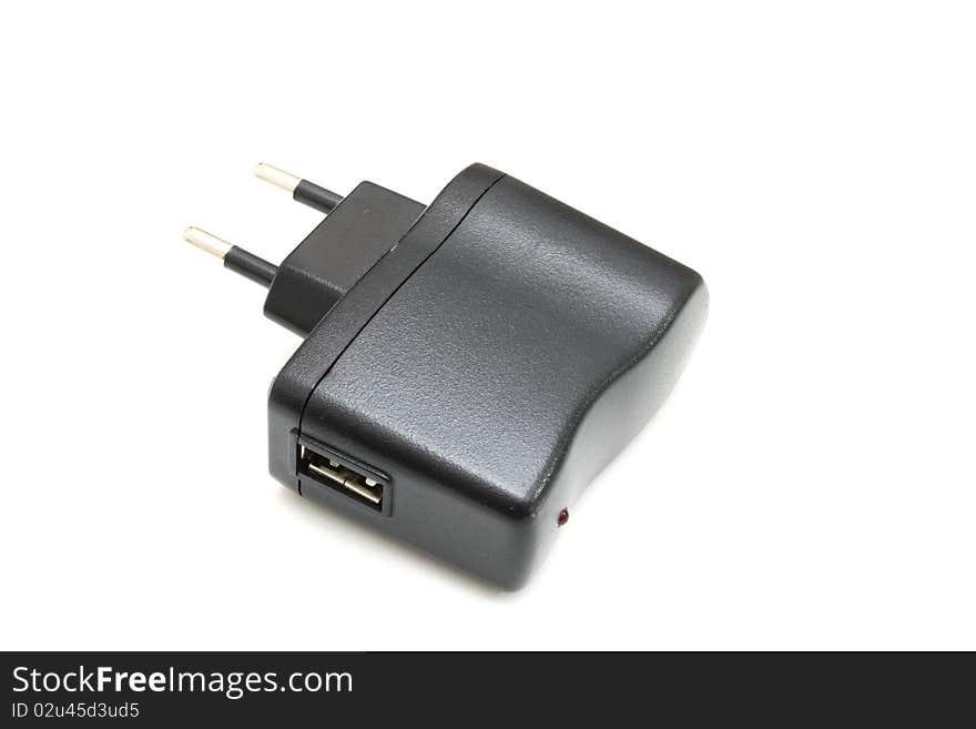 Mobile phone charger isolated on white Adapter for phone