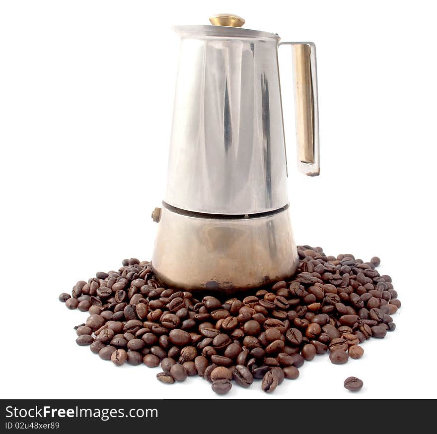 Coffee beans on white background