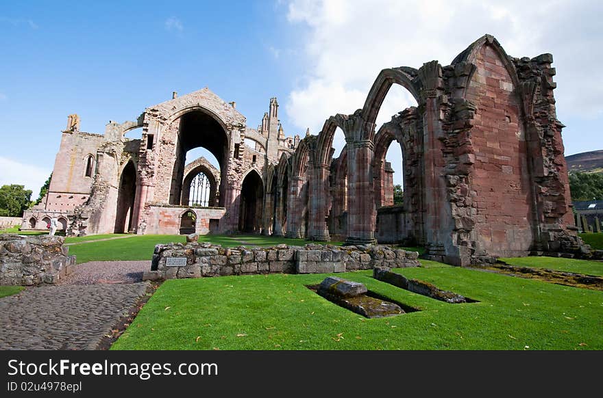 Melrose Abbey monument in Scotland.