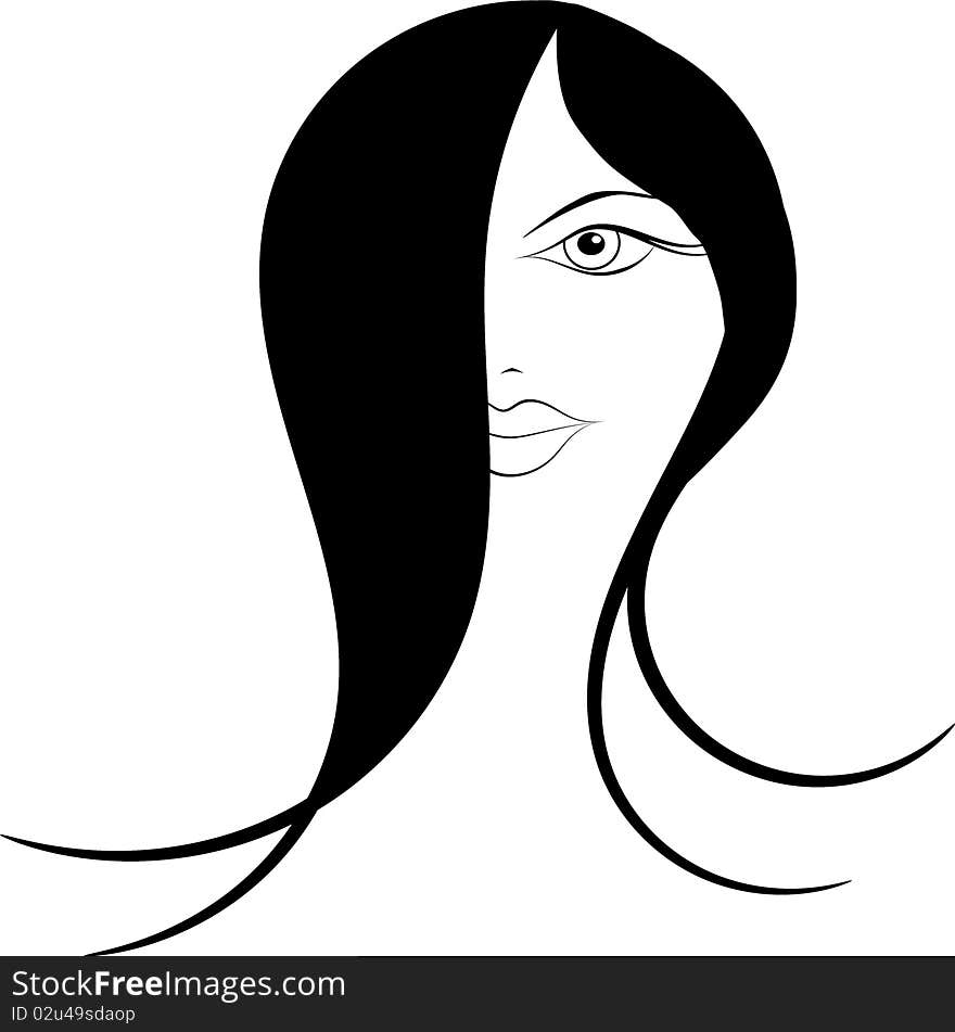 Girl's face with black hair