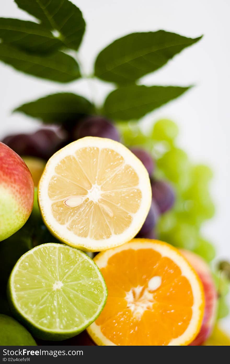 Fresh ripe fruits isolated on white background