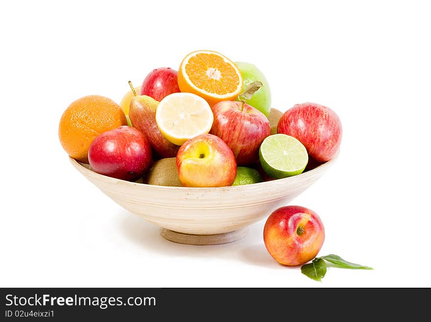 Full bamboo plate of fresh fruits