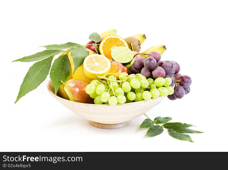 Full bamboo plate of fresh fruits