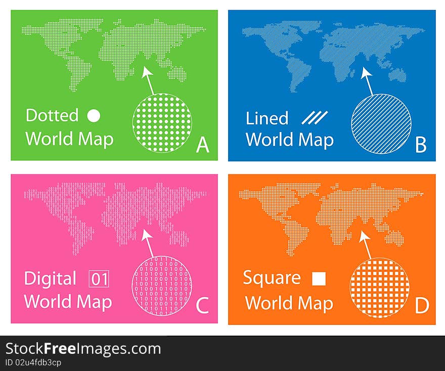 Map of squares, circles, digital and lines