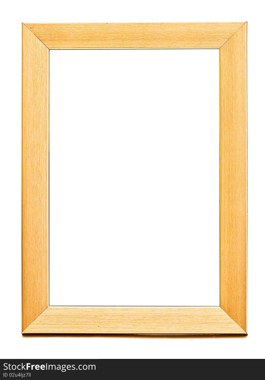 Yellow wood frame isolated on white. Yellow wood frame isolated on white