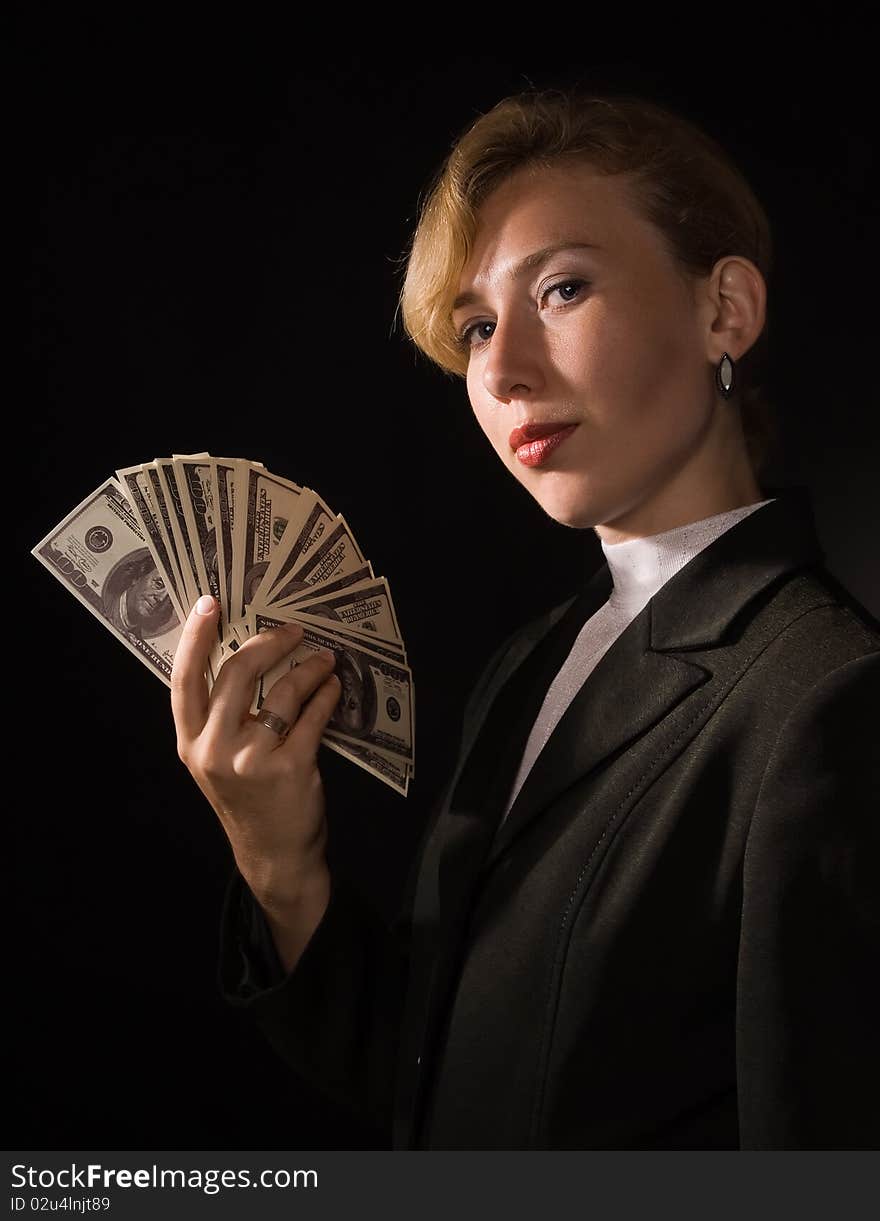 Business woman with money