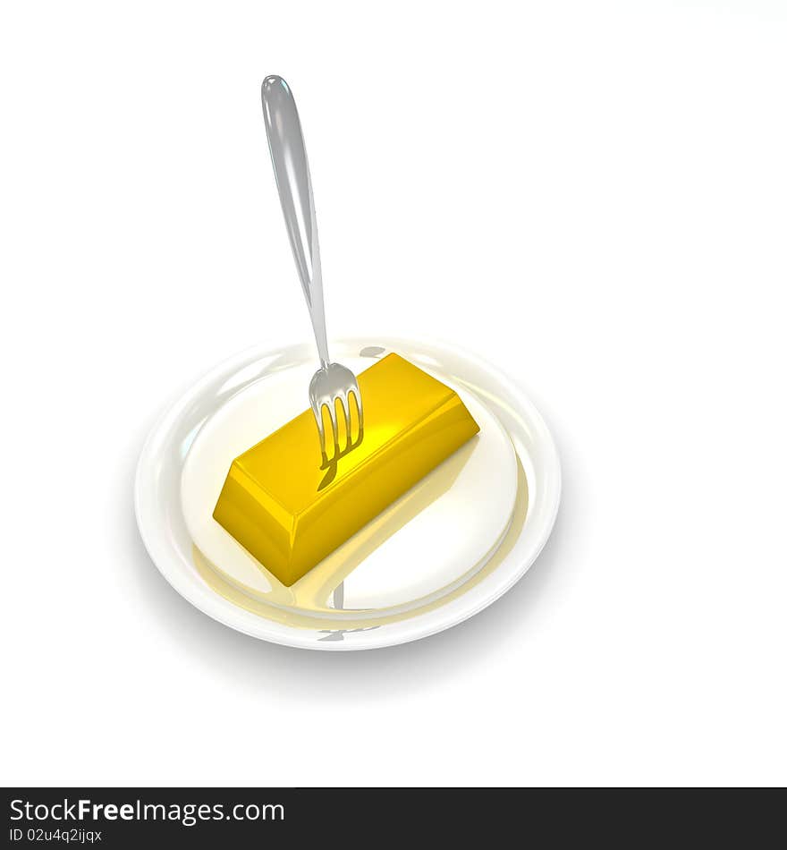 Fork In Gold Ingot