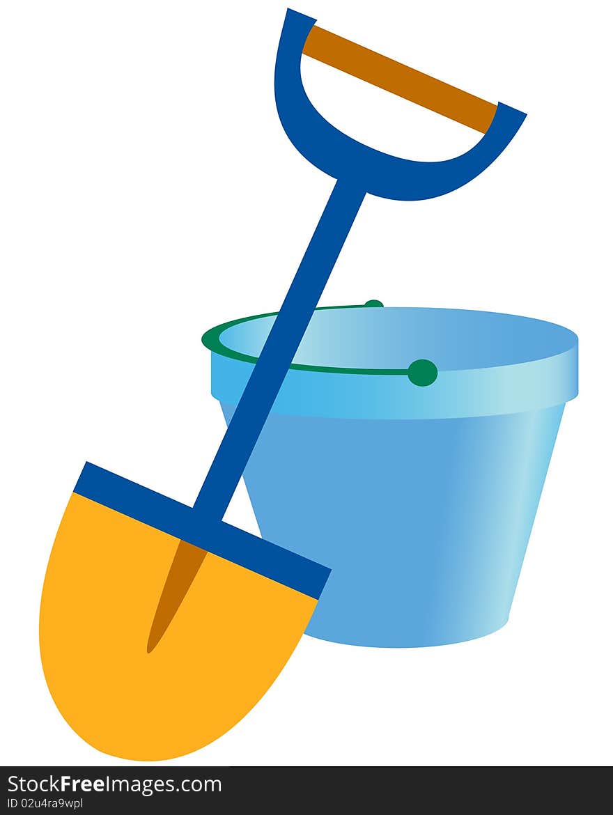 Bucket and shovel. Vector illustration