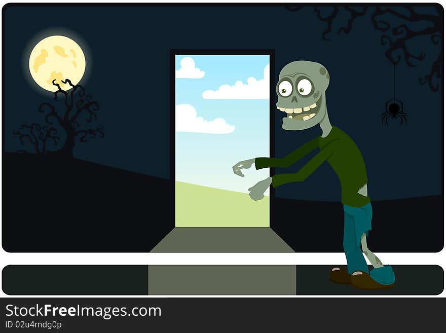 The amusing zombie. Vector illustration