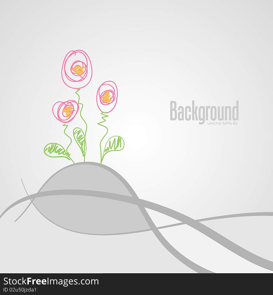 Abstract background with flowers, clip art illustration