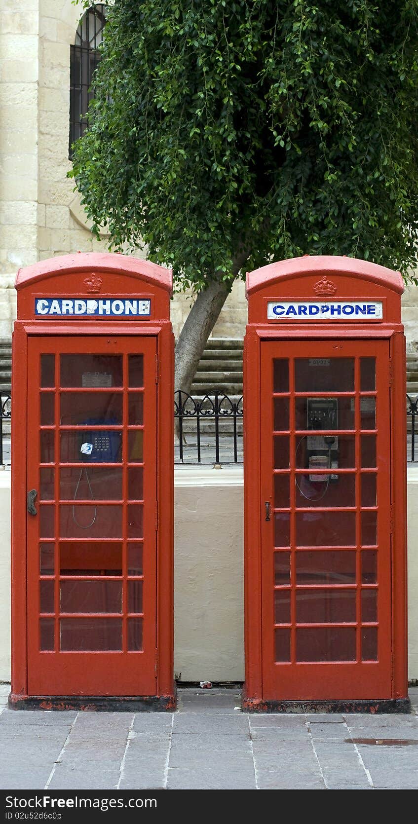 Payphones twins in Valletta, Malta. Payphones twins in Valletta, Malta