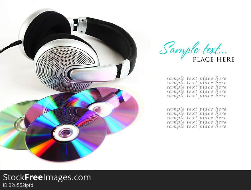 Headphones and CD in white