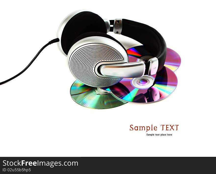 Headphones and CD in white