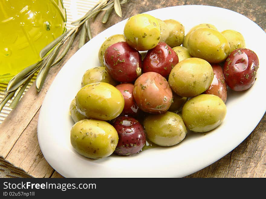 Close up of assorted olives