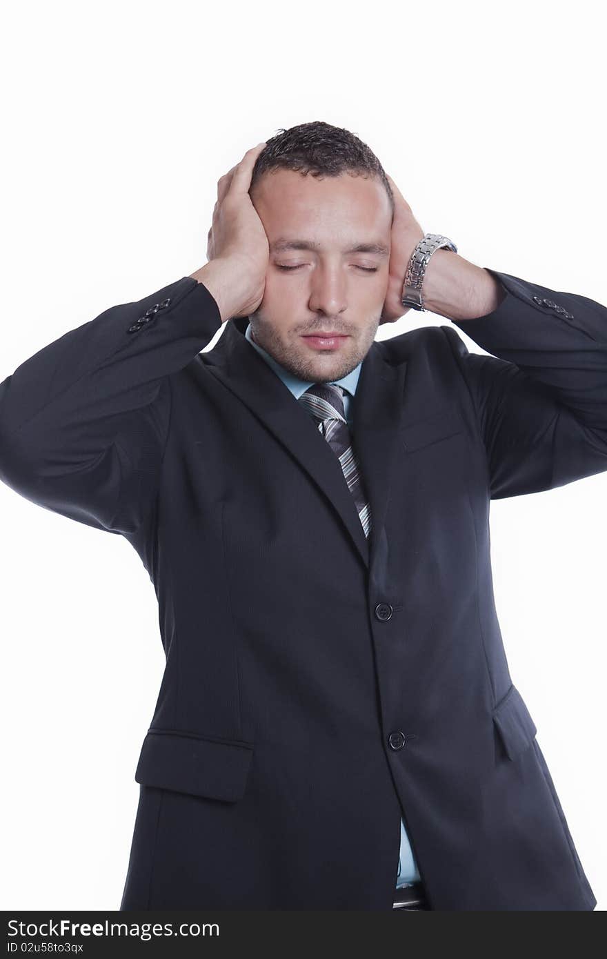 Young businessman having headache