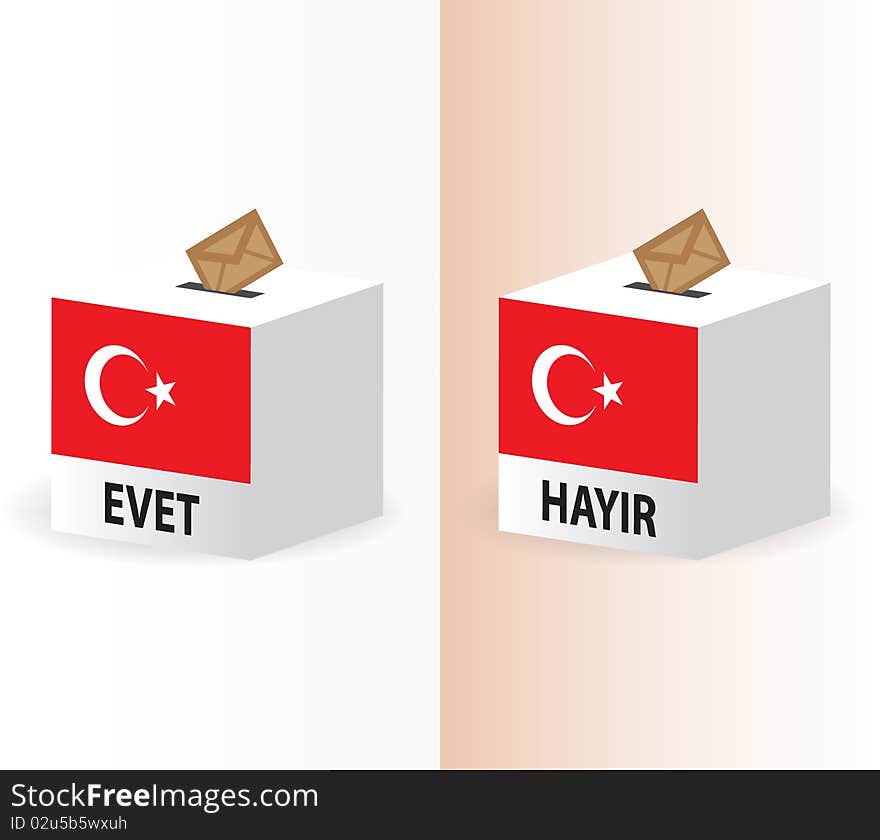 Yes or no vote poll ballot box for turkish referendum election