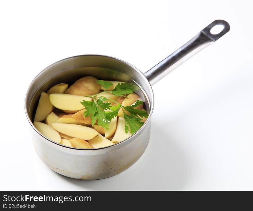 Potatoes in a saucepan