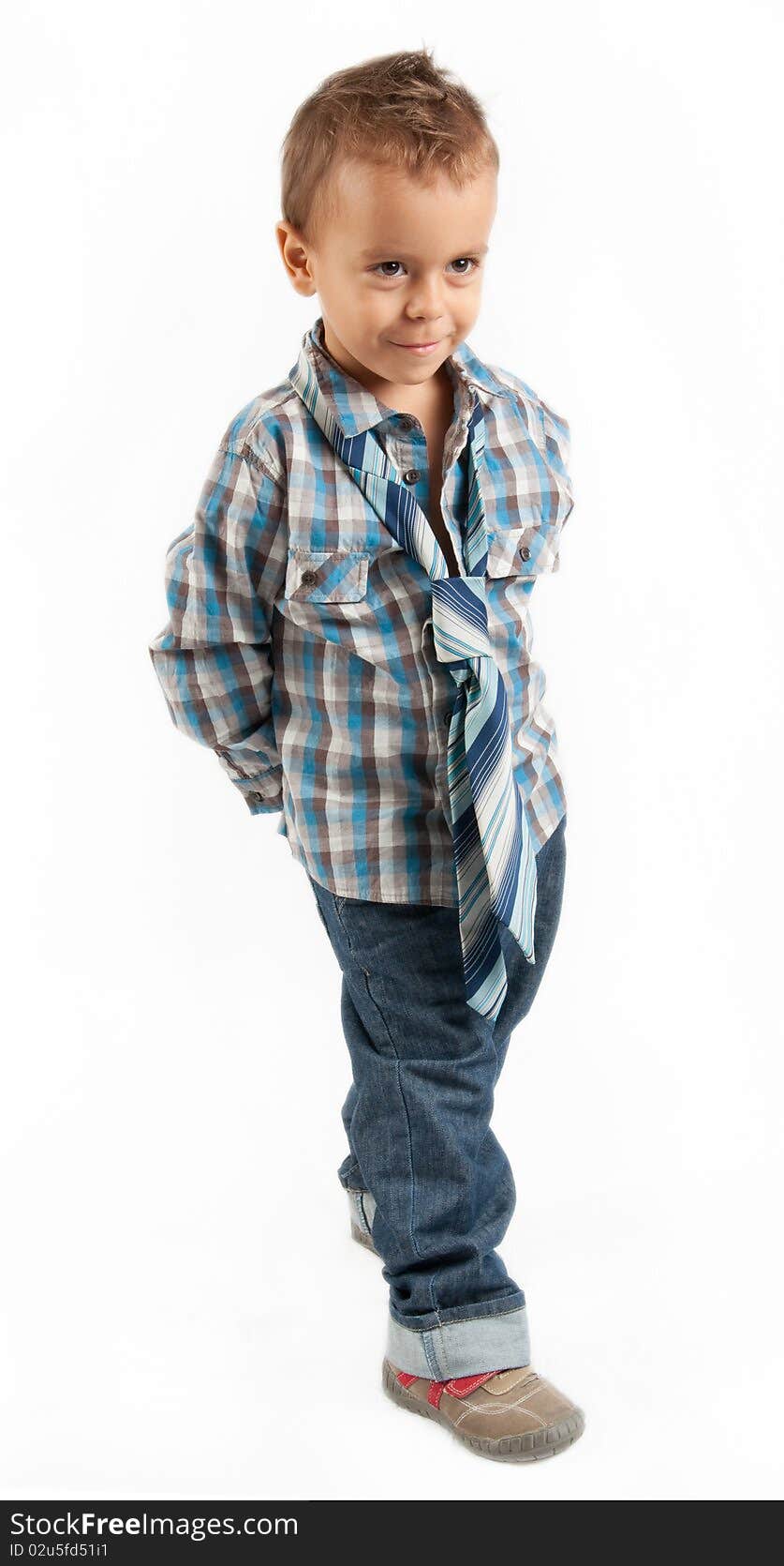 Little boy with tie on the white background. Little boy with tie on the white background