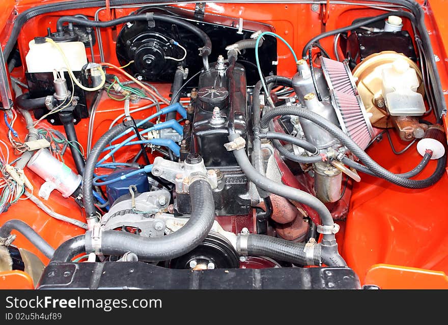 Car engine and pipes