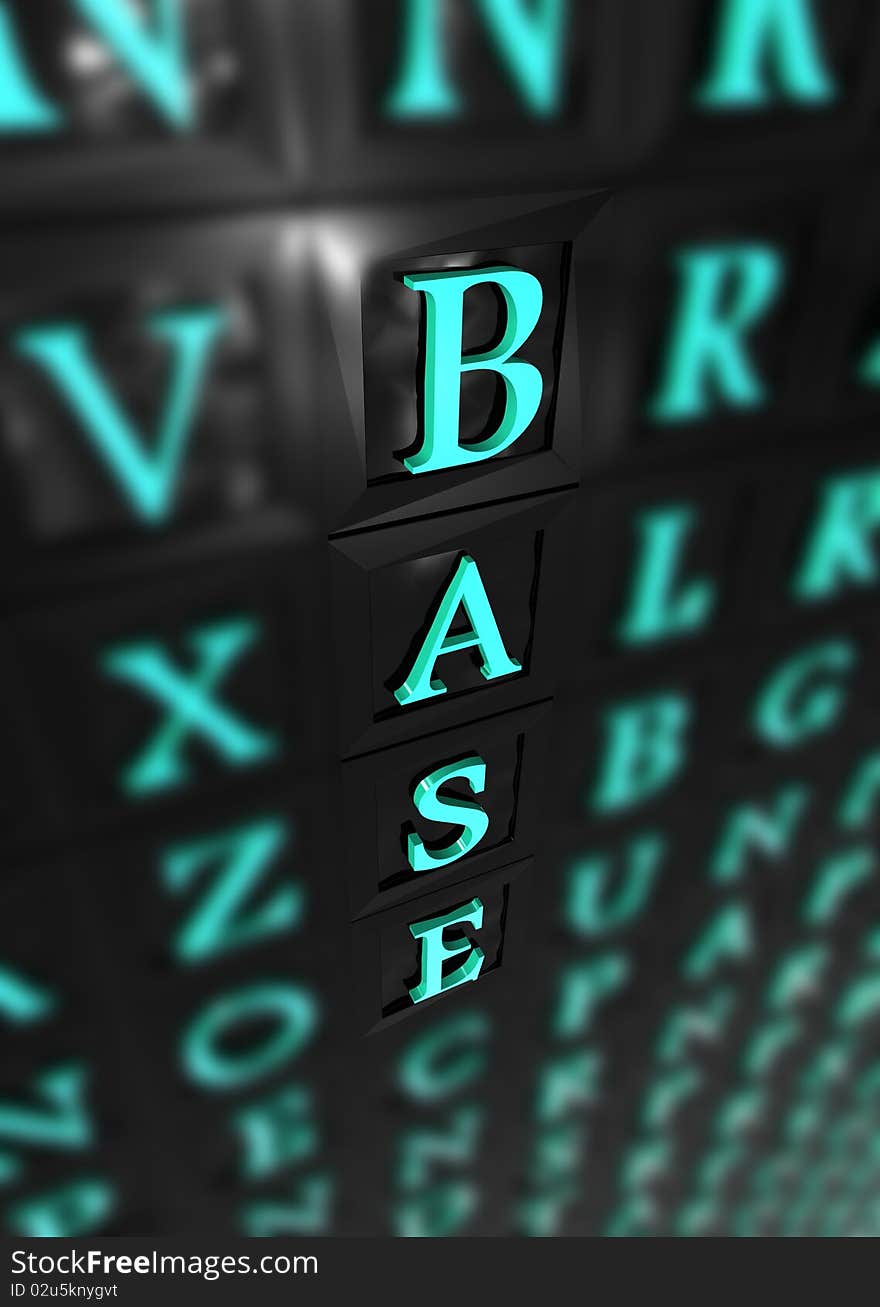 Base word on 3d keyboard