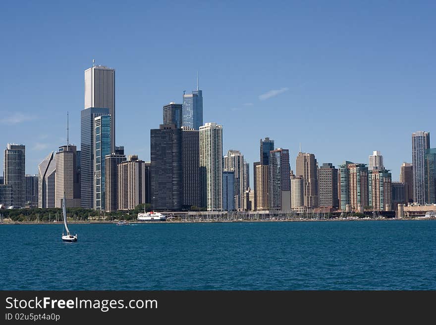 Chicago downtown view from lake michigan. Chicago downtown view from lake michigan