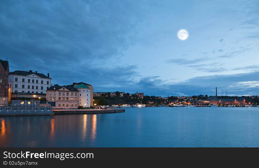 Night scene of the Stockholm City Sweden