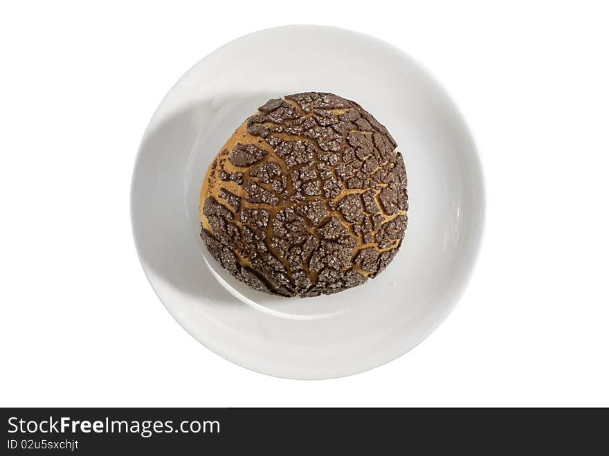 Isolated coffee flavor butter bun. Isolated coffee flavor butter bun