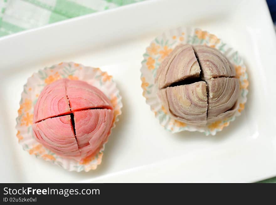 Top view of unique mooncakes