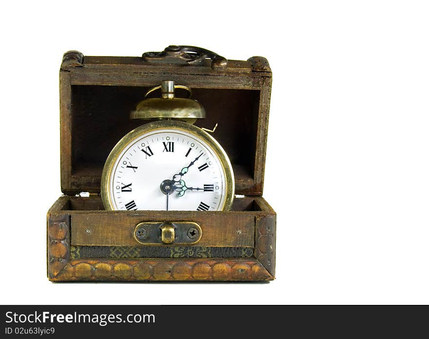 Clock in a treasure box. Clock in a treasure box