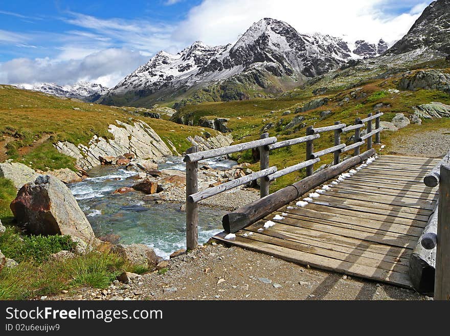 Gavia Torrent at Gavia Pass, Brixia province, Lombardy region, Italy. 2651 meters on the sea-level