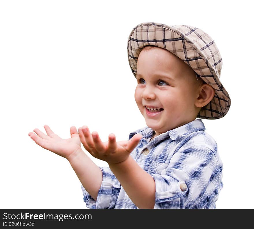 Portrait of little kid isolated on white