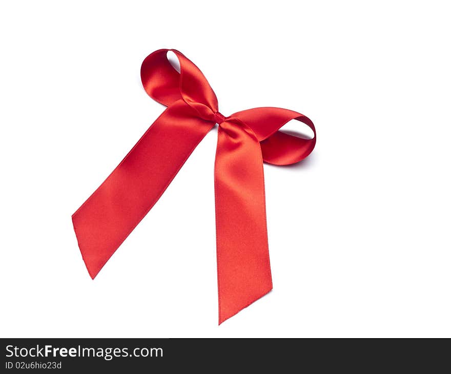 Red ribbon on white background