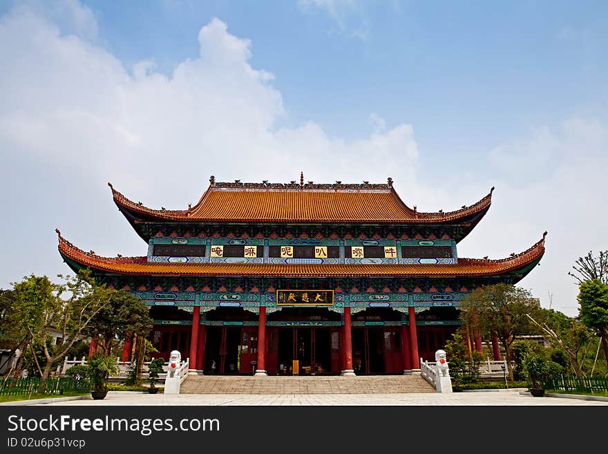 This is a traditional Chinese architecture. This is a traditional Chinese architecture.