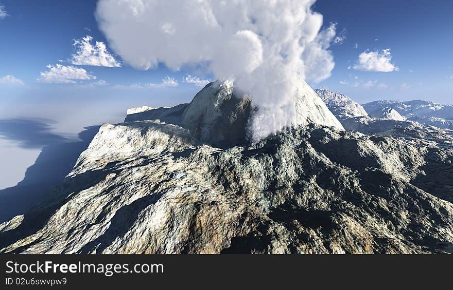 Volcanic crater on the island. Volcanic crater on the island