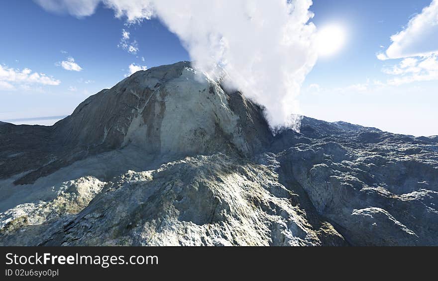 Volcanic eruption in the national park