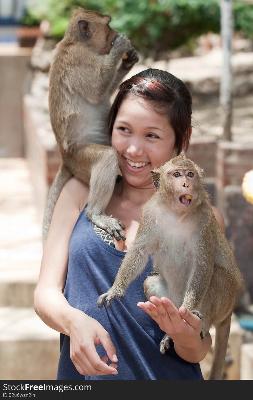 Girl with monkey