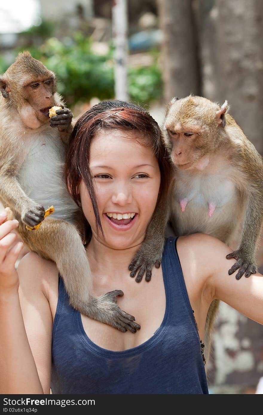 Girl with monkey