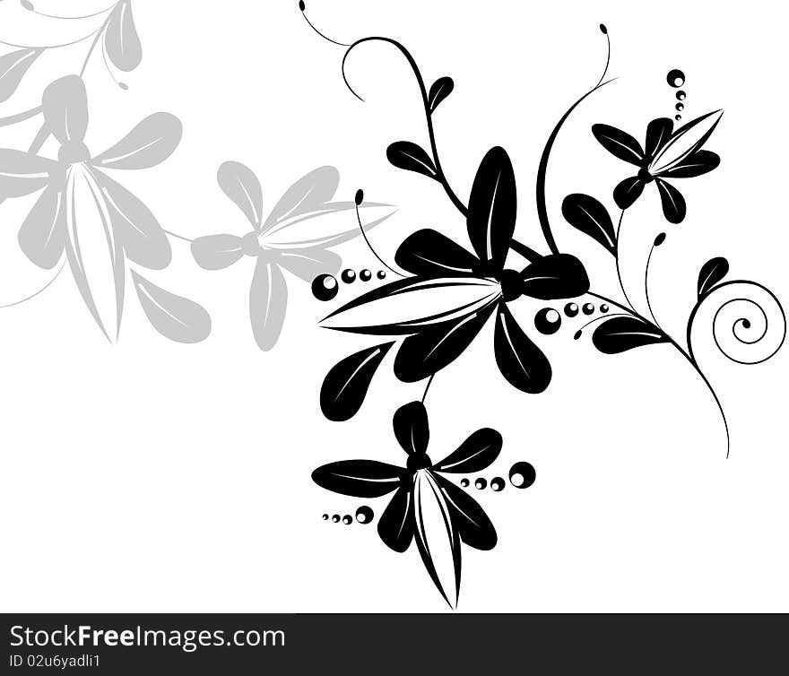 Abstract black floral illustration for your design. Abstract black floral illustration for your design