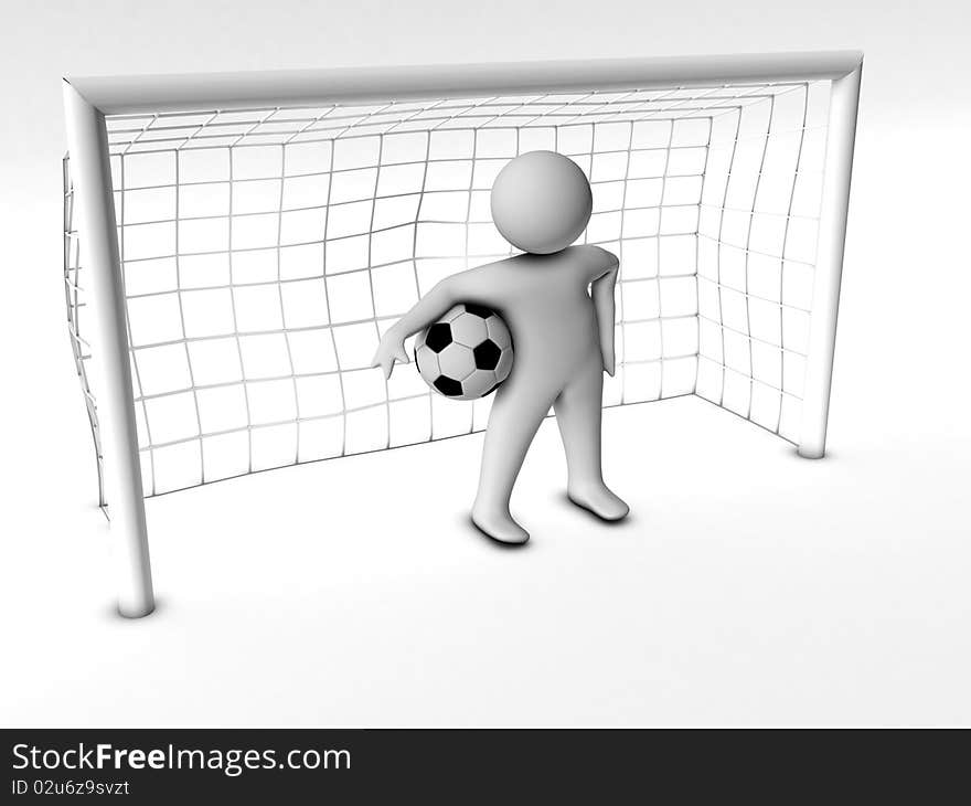 3d Soccer Player With Gate